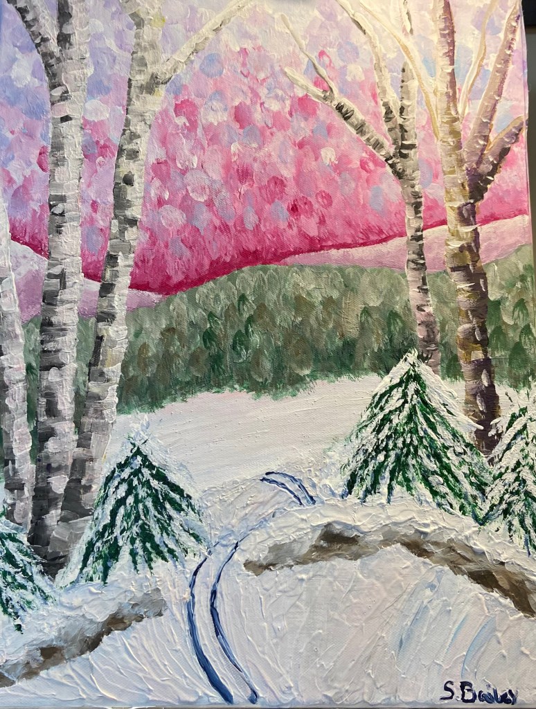 Acrylic Birch Series: Winter Birch Berlin Pond Vermont - Large