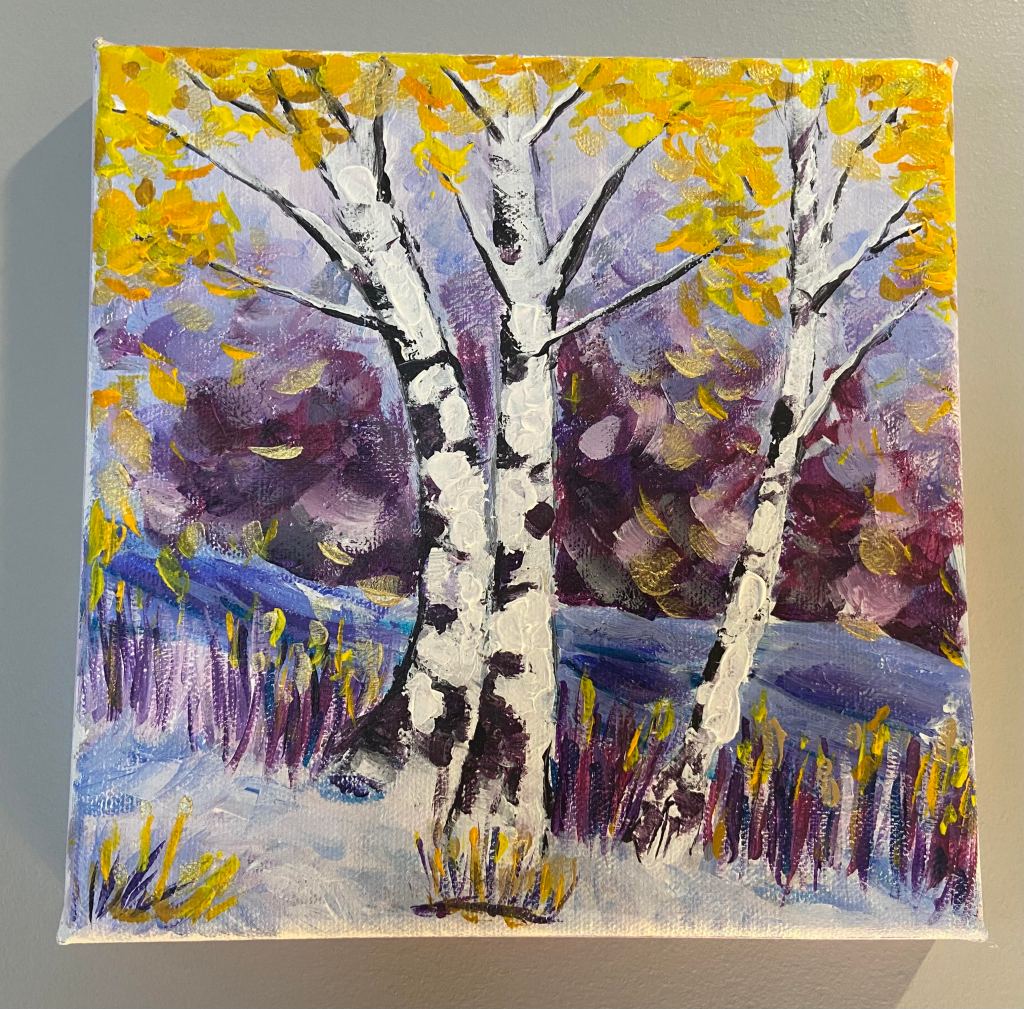 Acrylic Birch - Series - Early Winter Birch Trees in Vermont